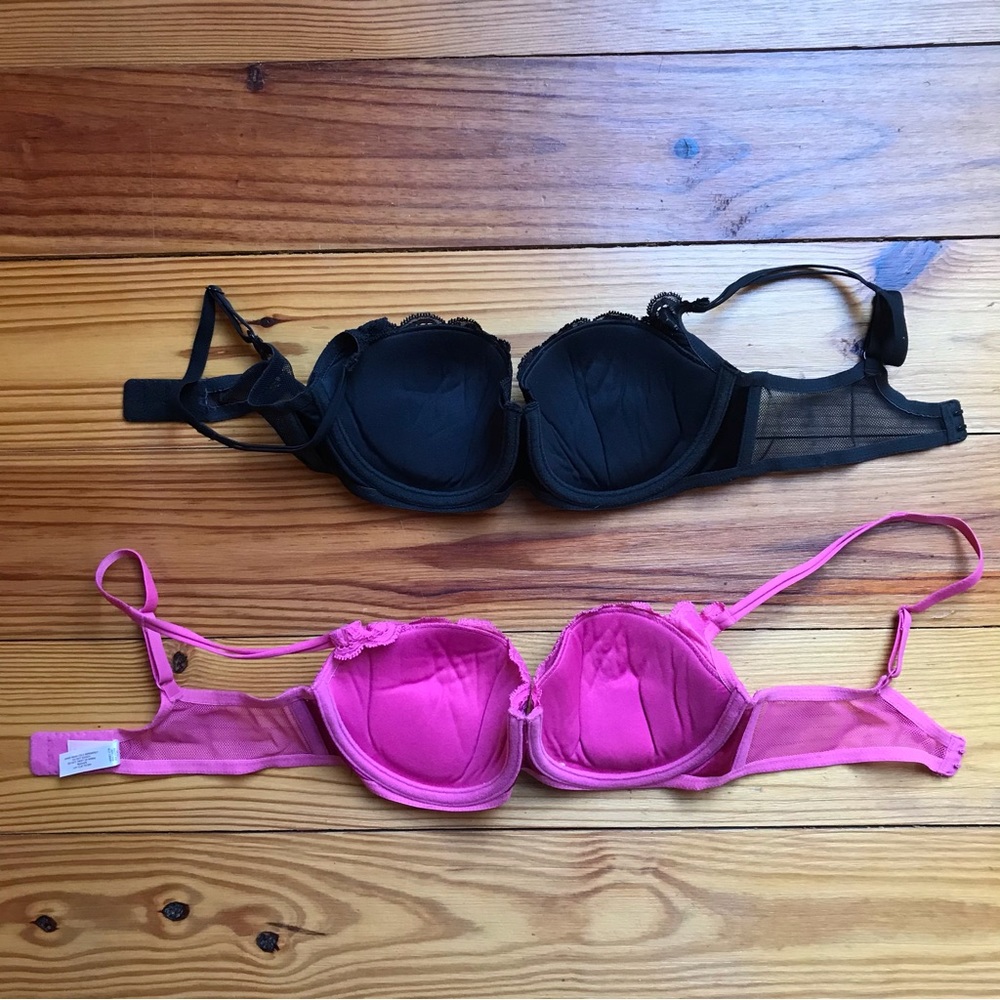 Victoria’s Secret Pink Black Lace Bra Bundle, EUC, 34B - Picture 4 of 7